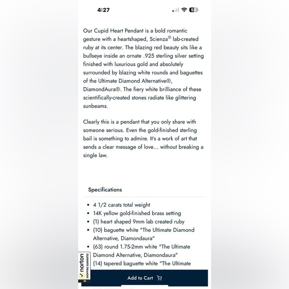 Stauer Cupid heart pendant & chain. Stunning - Picture 10 of 11